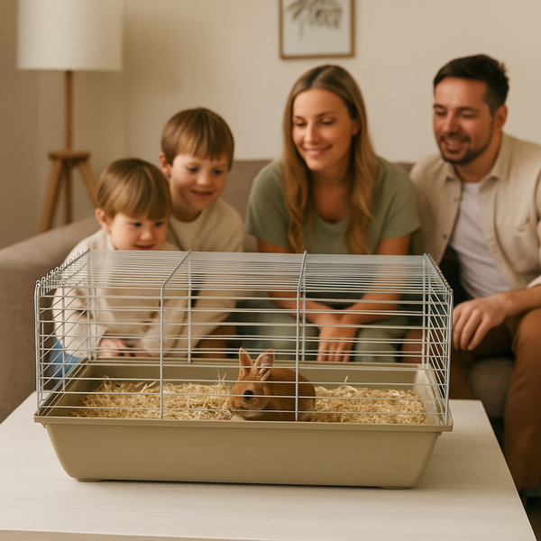 Zoopaul HasenkäFig + Gitter Hell Beige 70Cm KäFig Nagetiere Hase Kanninchen Neu-image