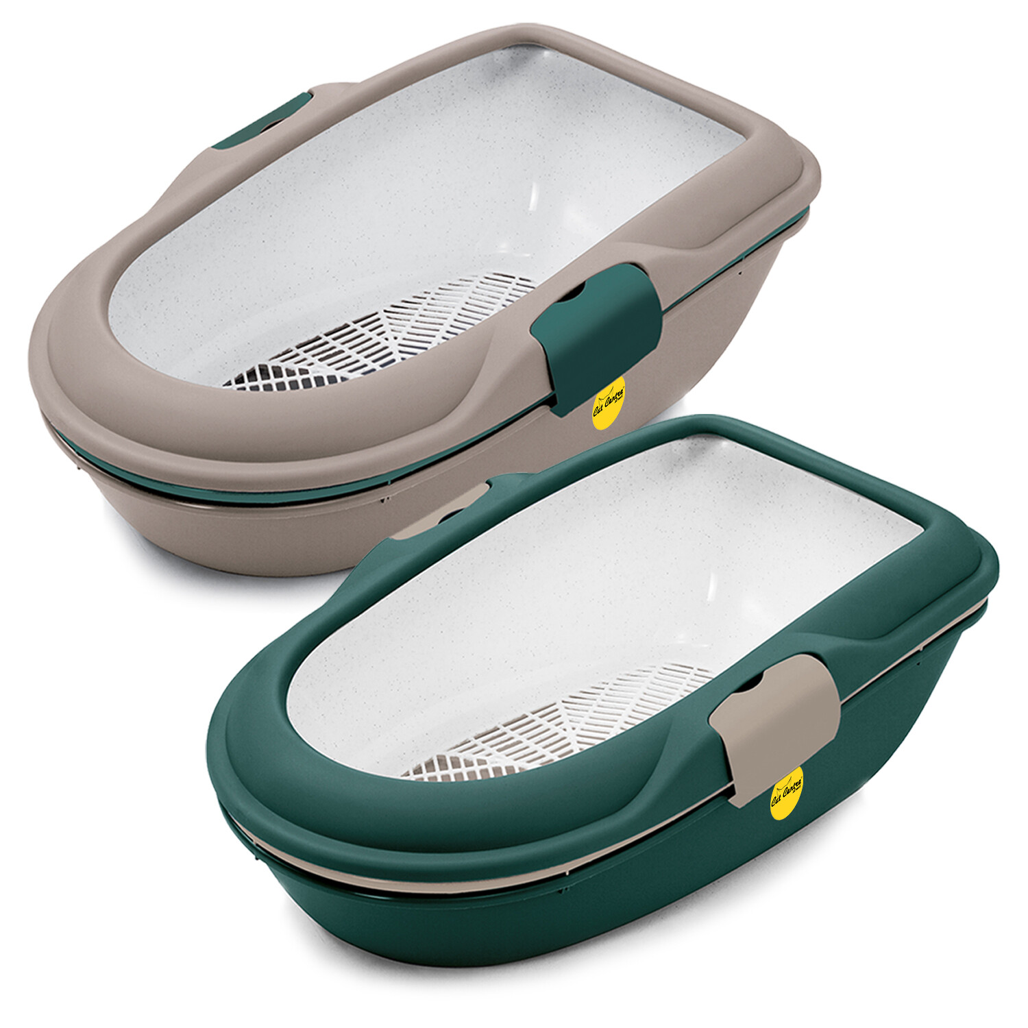 CAT CENTRE Jumbo Sifting Open Cats Litter Tray Grey Green 59cm
