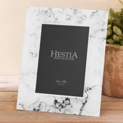 Hestia Home Collection Glas weißer Marmor Fotorahmen 5'' x 7'' Effekt verpackt