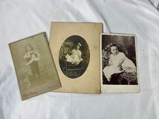 B W Antique Cabinet Card Photos - Young Girls/toddler - Victorian/Edwardian X3