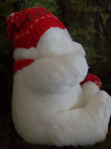 Kmart 1986 Teddybär Weihnachten Urlaub weiß rot Mütze & Schal 18" Vintage Etikett - Bild 9 von 10