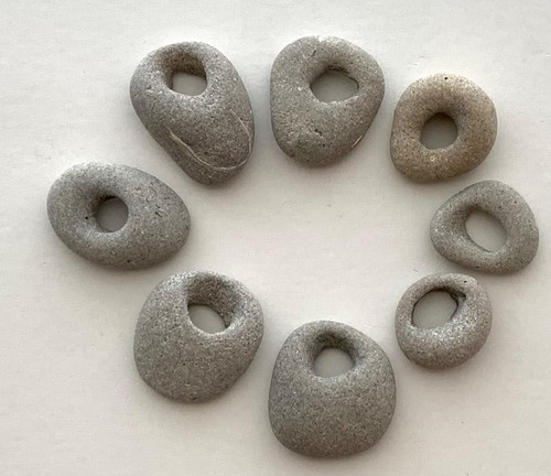 8 Natural Holey Beach Rocks Hag Fairy Stones Adder Wish large1/4" Hole Bead#J US - Picture 15 of 16