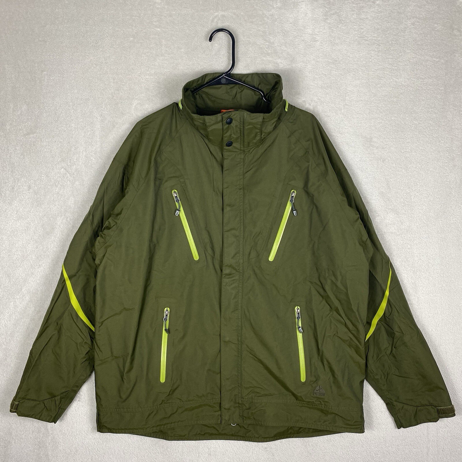 SACAI X NIKE Nike ACG Fit Storm Jacket Uomo XL Verde Nylon Shell Impermeabile Gorpcore Senza Cappuccio