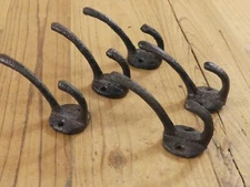5 COAT HOOKS HAT KEYS POTS PANS DOG LEASH STORAGE ORGANIZATION RUSTIC Hardware