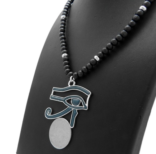 Egypt God Eye of Horus Pendant 6mm 30" Wooden Bead Hip Hop Necklace RC4226WBK - Picture 47 of 52