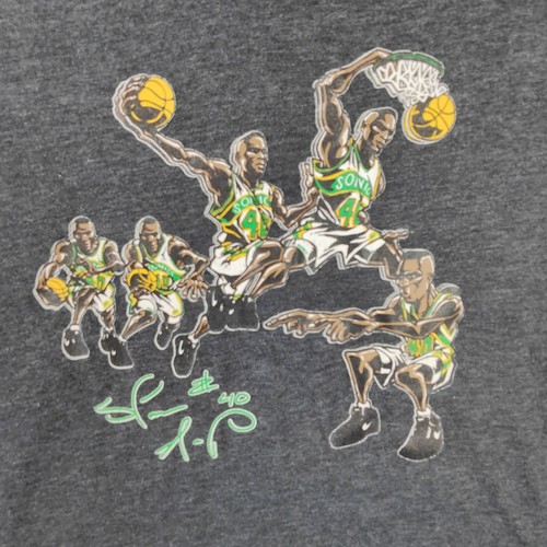 Seattle Super Sonics Shirt Mens Medium Shawn Kemp Grey Tee Reign Man 5050 VTG - Picture 2 of 10
