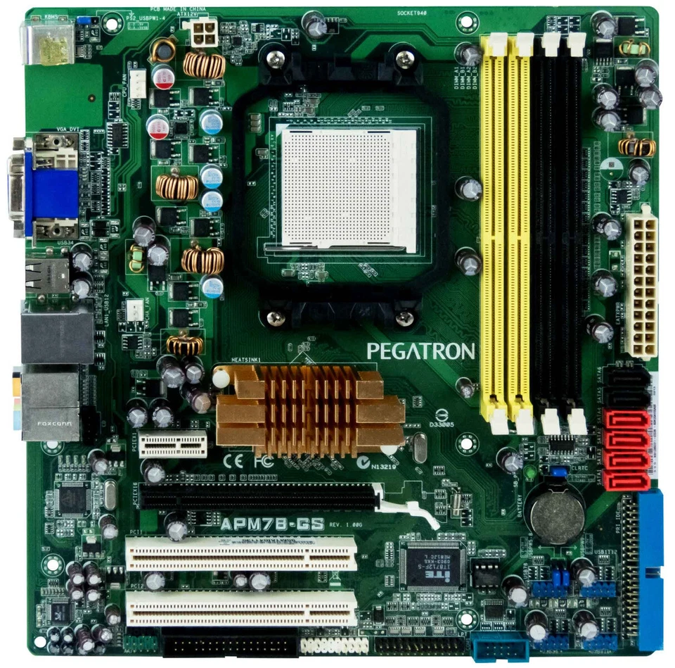 Motherboard Matx Pegatron APM78-GS Socket AM2 4x DDR2 PCI Pci-E SATA - Image 2 of 2