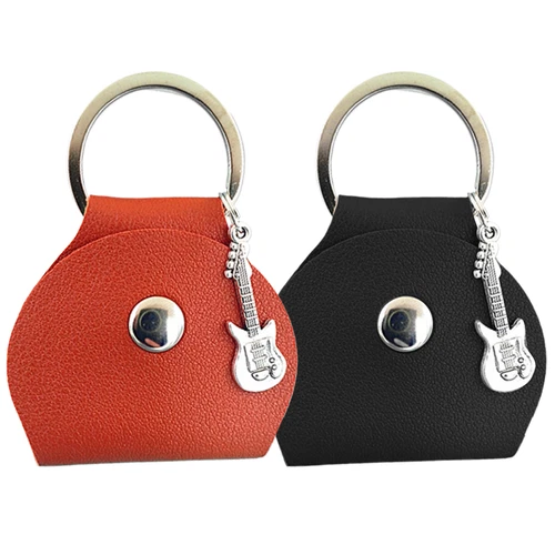 2pcs Guitar Pick Storage Case Guitar Picks Holder Keychain Pendant PU Leather