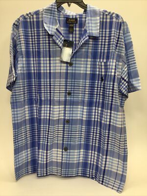 Polo Ralph Lauren Woven Pajama Top, Blue/Multi, LG.