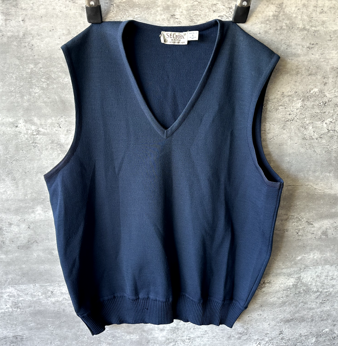 Knit Vest - ネイビー Vintage St. Croix Knits Navy Blue 100% Zephyr Wool Sweater Vest