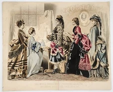 1873 "The Fair Artist" Hand Tinted Fashion Plate Engraved & Printed Illman Bros.