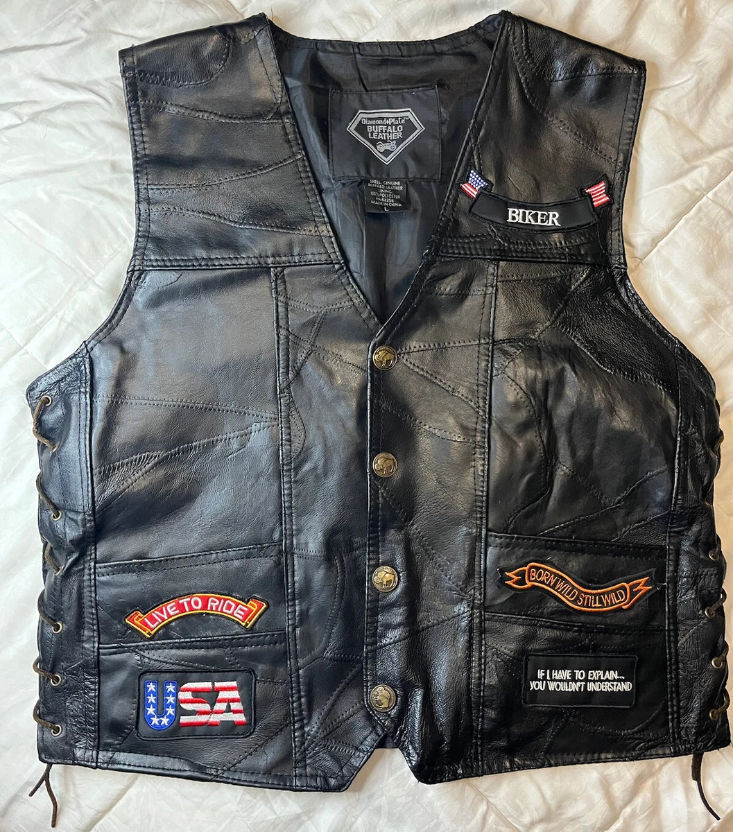 Diamond plate leather vest top