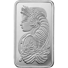 Lingotto di platino - valcambi svizzera / dea fortuna - impianto come oro e argento