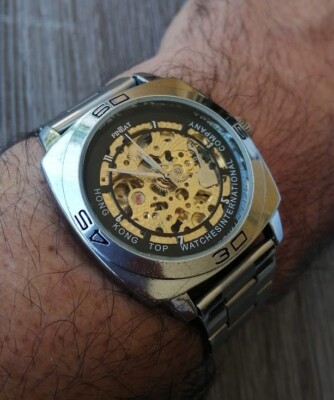 Herrenuhr Automatik Skelett Vintage Watch 2000's FINEAT Gourmette Metall
