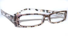 CRYSTAL RECTANGULAR READING GLASSES ANIMAL PRINT READERS MADE WITH SWAROVSKI NEW