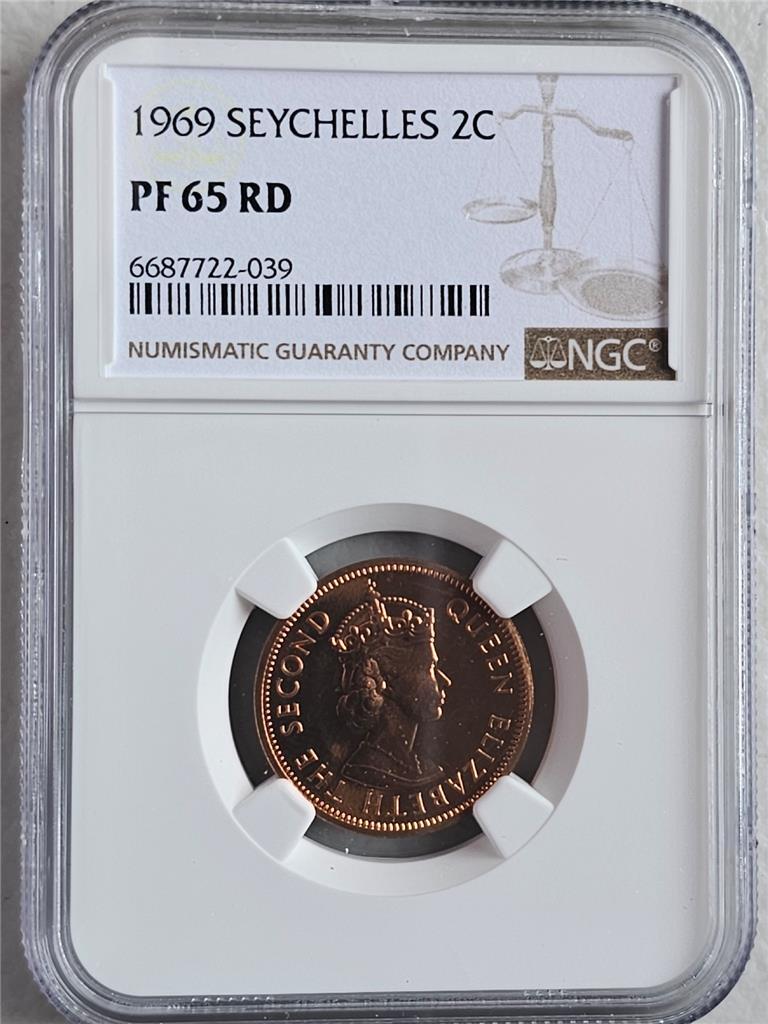 Seychelles 2 Cents 1969 NGC PF 65 RD