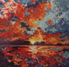 Coast ocean Original Artwork Sunset Oil Painting Impasto Landscape textured art