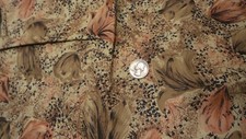 Vintage Cotton Fabric ABSTRACT FLORAL PETALS, BROWN,PINK,TAN,BLK 1 Yd /35" Wide