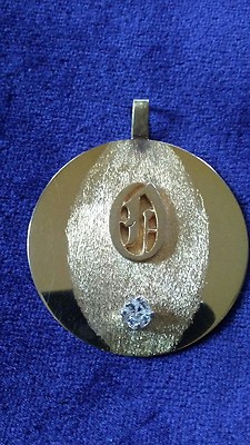 14kt Vintage Nachlass Custom Made Scheibe mit Diamant und Initiale ''O''---8,3 Gramm