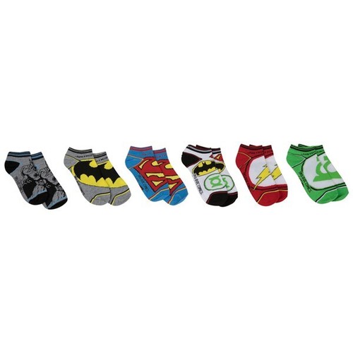 DC Comics ☆ Boys' Justice League 6-Pack Ankle Socks ☆ Shoe Size 7-10 & 10-4 - Picture 2 of 5