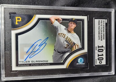 Tyler Glasnow Auto RC 2015 Bowman Chrome On Card SGC 10/10 Dodgers 