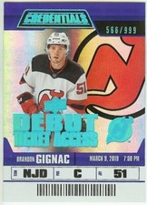 2019-20 UD Credentials Brandon Gignac Debut Ticket Access #55 RC #'d /999 