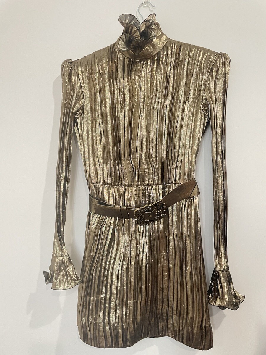 ANDREW GN Women's Metallic Silk-blend Mini Dress In Gold $4245 size 8 FR 40 ANDREW GN Women's Metallic Silk-blend Mini Dress In Gold $4245 size 8 FR 40