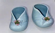 Vintage Baby Booties Blue Pair Shoes Ceramic AMSCAN Inc Taiwan Collectibles New
