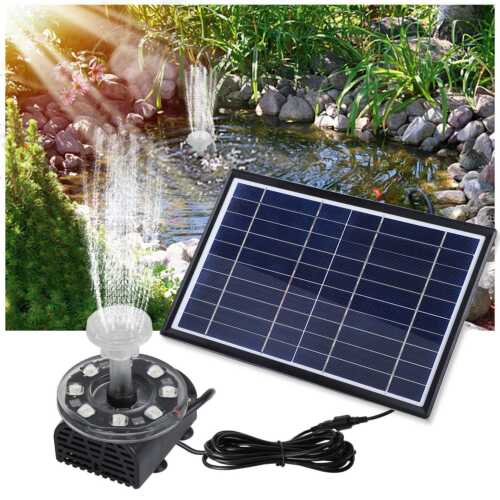 Solar Teichpumpe 10W 230/h Gartenteich Set Wasserspiel Teich Springbrunnenpumpe - Bild 4 von 28
