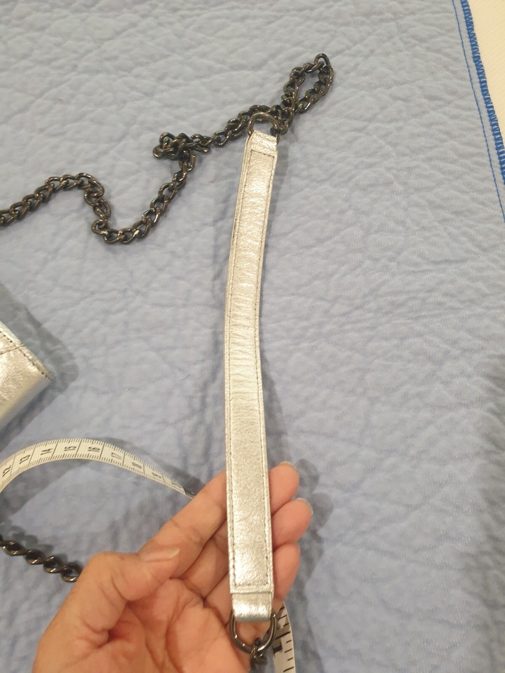 Rebecca Minkoff Leather Silver Chain Crossbody Wallet Bag gray eBay