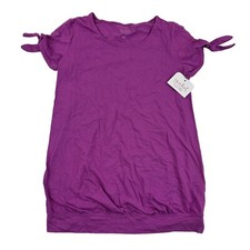NWT Isabel Maternity by Ingrid & Isabel Purple Slit Tie Sleeve T-Shirt Blouse XS