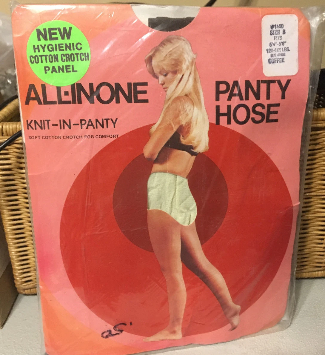 Vintage knit in panty coffee pantyhose w model size b