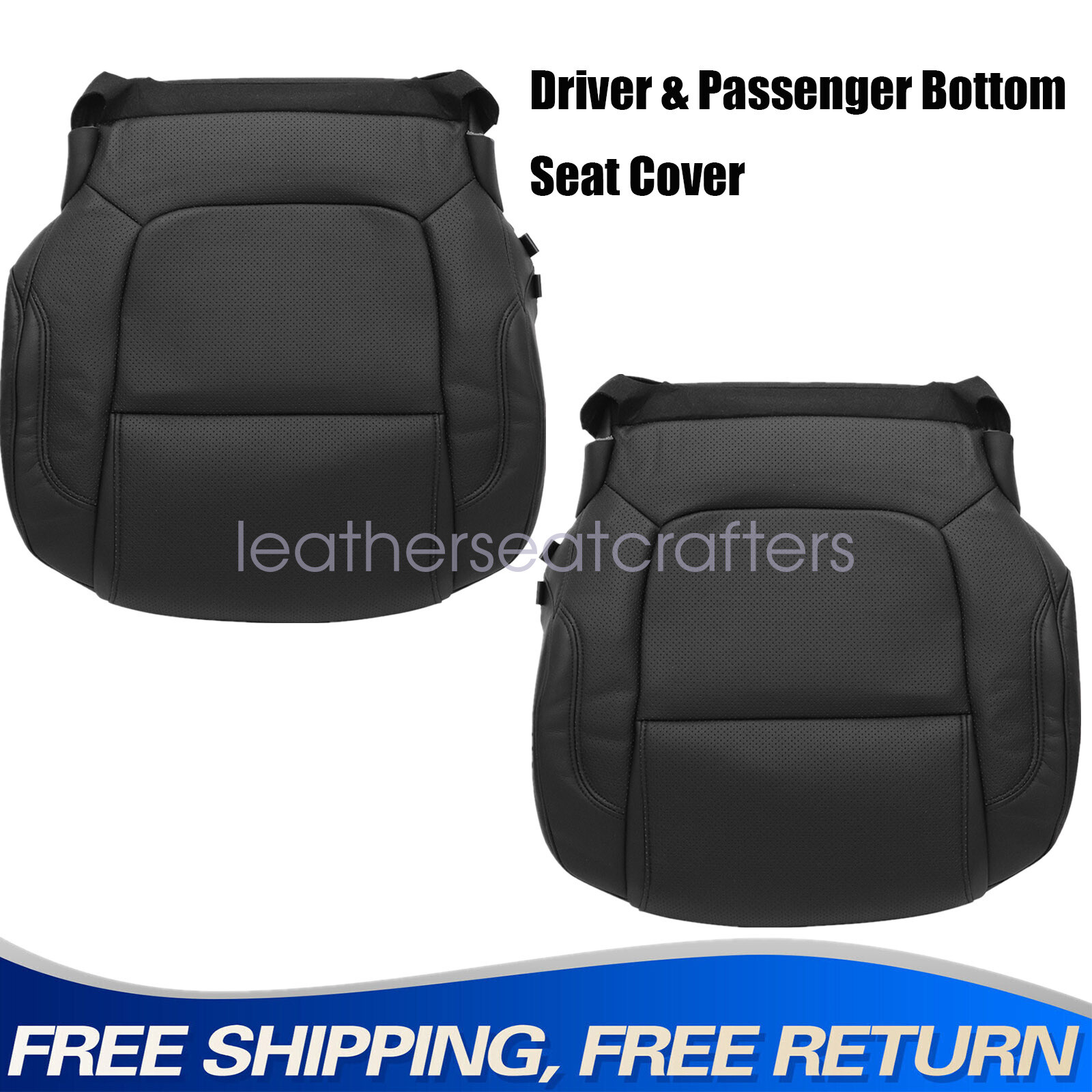 2011-2015 For Ford Explorer XLT Front Both Side Bottom Leather Seat Cover Black