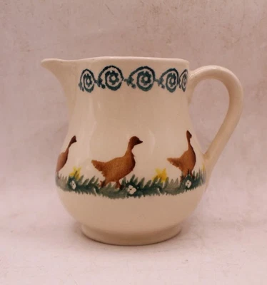 Brixton Pottery London Spongeware Cream Jug Ducks 11.5cm - Image 1 of 4