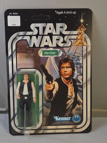 Vintage Star Wars 1977 Han Solo Original GUN W Custom 12 CARDBack ANH small Head