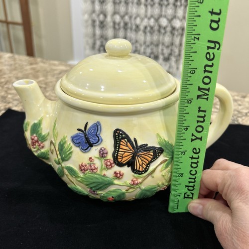 Harry & David, Limited Edition, Butterfly & Flower Teapot, Vintage - Picture 12 of 19