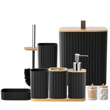 Bathroom Set - 9PCS Black Bathroom Set Brush Holder Set Soap Dispenser Decora