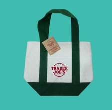 Trader Joe's Mini Tote Bag Canvas Totes Reusable Bags Shopping Bag Limited Green