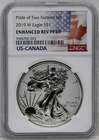 2019 W Pride of Two Nations Enhanced Reverse PF69 American Silver Eagle