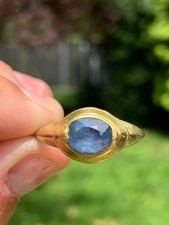 18ct gold sapphire old cut ring early Victorian 8.3 grams