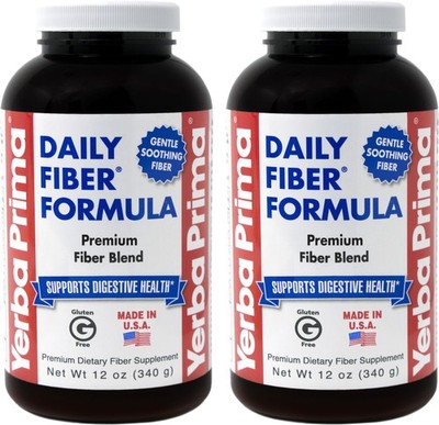 Yerba Prima Daily Fiber Formula Powder  12 oz Pack of 2  Soluble & Insoluble ...