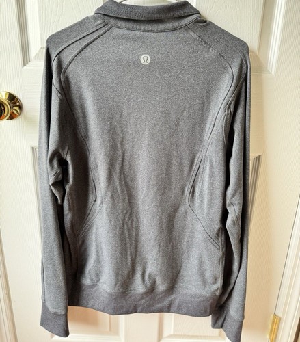 Lululemon Sweater Mens Full Zip Gray Active Sweatshirt Yellow Zipper Size Small - Picture 6 of 7