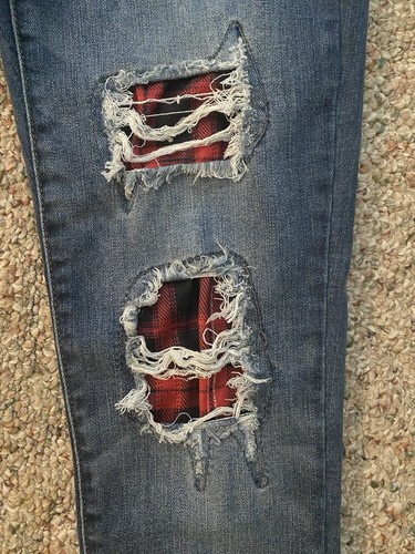 Judy blaue Damenjeans Größe 11/30 Skinny Fit Crop Used-Look kariert mittlerer Bund - Bild 6 von 13