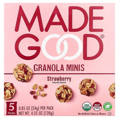 Granola Minis, Strawberry, 5 Packets, 0.85 oz (24 g) Each