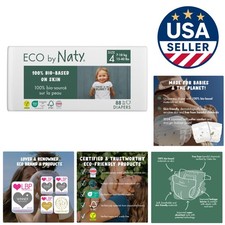 Eco Diapers Size 4 88 Count - Comforting  Safe Plant-Based Protection