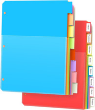 Dividers for 3 Ring Binder with Pockets, 2 Set 16Pcs 8 Color Tab for 3 Ring Bind