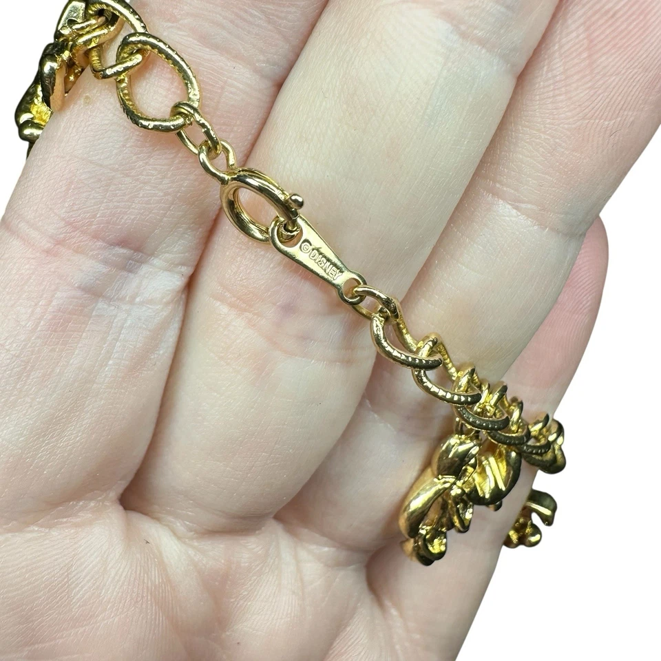 PULSERA DE COLECCIÓN DISNEY Oro Tn MICKEY Minnie Friends Charm Donald Pluto Goofy 6.5” Foto 3 de 4