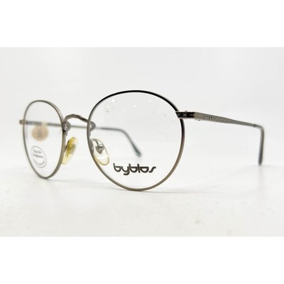 Byblos 562 3102 Round Eyeglasses Gunmetal Silver Frame Italy 51-19-135 27714