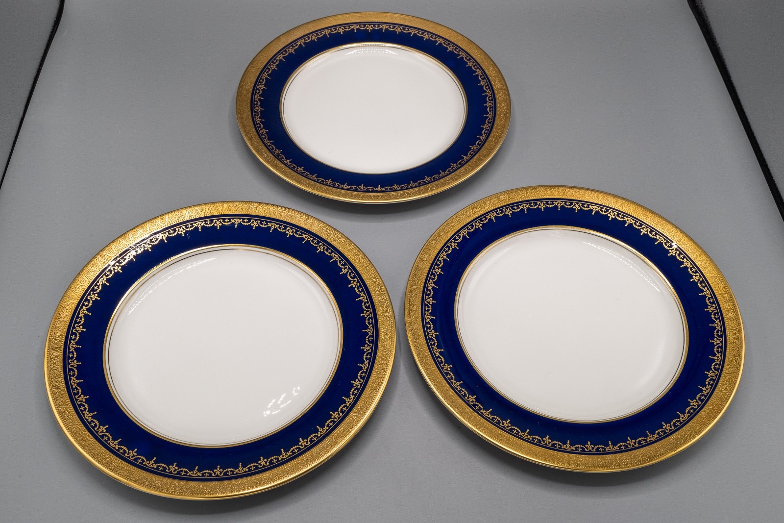 Aynsley Georgian Cobalt Blue Dinner Plates Set of 11 -10 1/2" -FREE USA SHIPPING