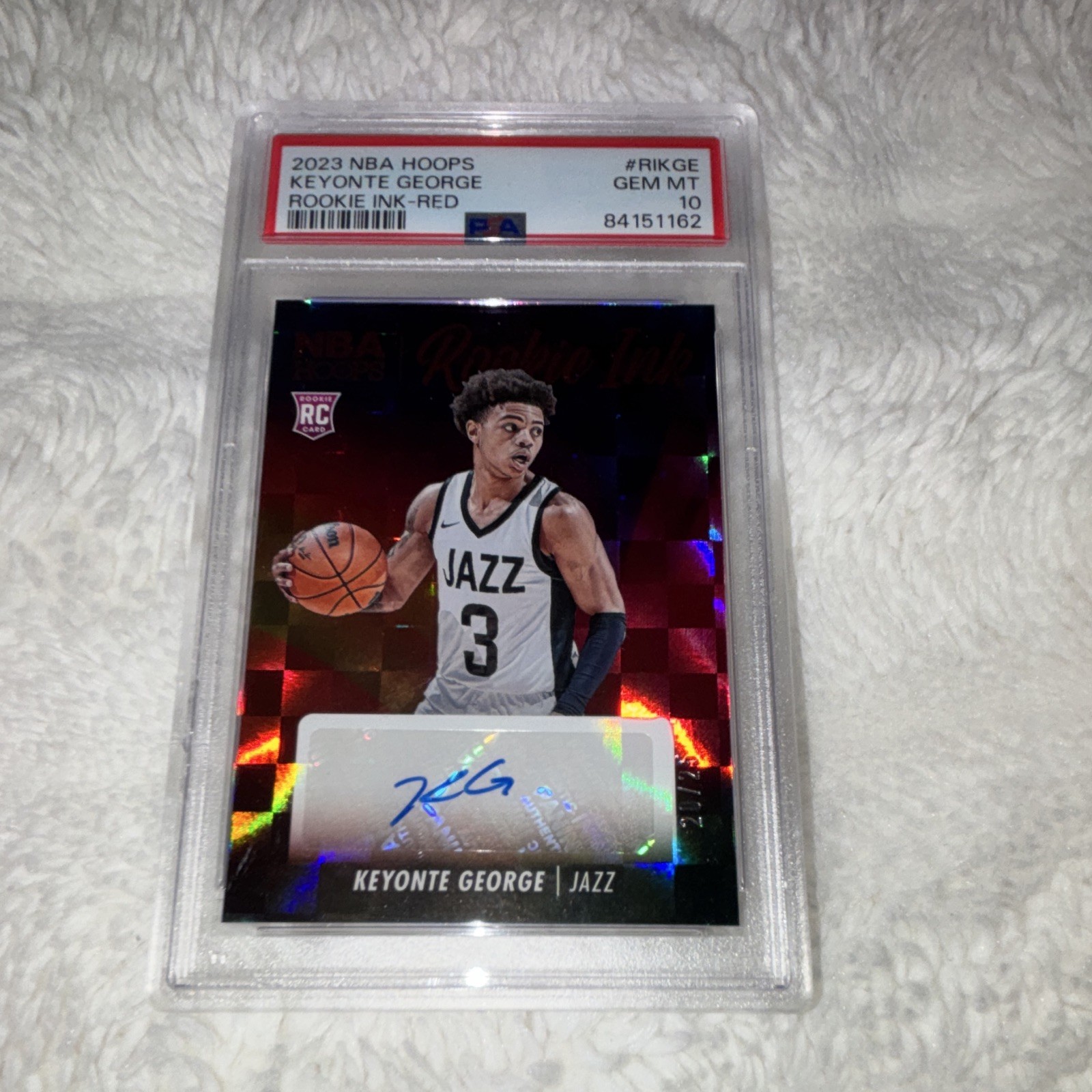 Panini 2023-24 NBA Hoops Rookie Ink Keyonte George Red /25 Auto PSA 10 (POP 2)